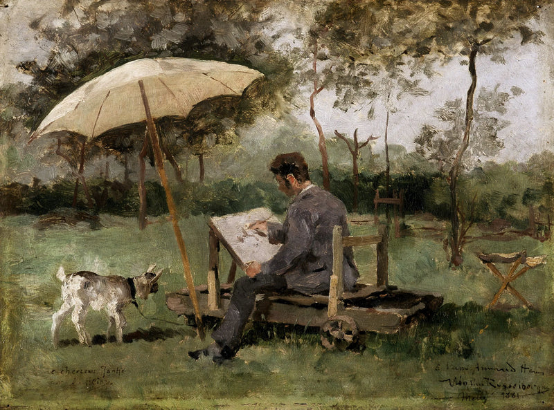 Armand Heins maler utendørs - Théo van Rysselberghe