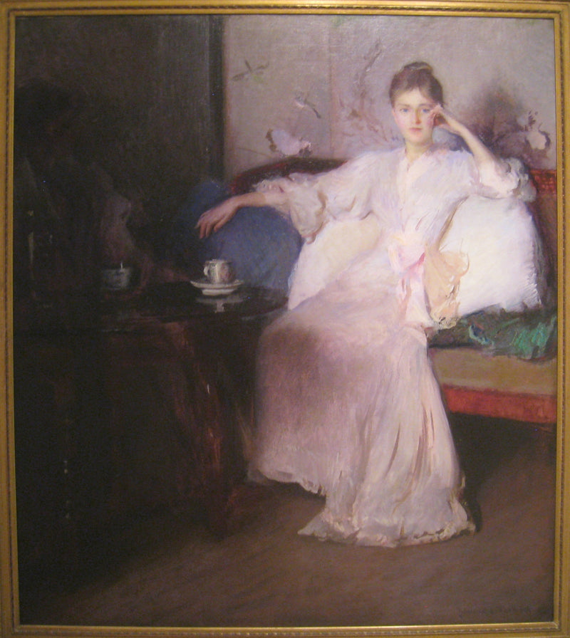 Arrangement i rosa og grå (Ettermiddagste) - Edmund Charles Tarbell