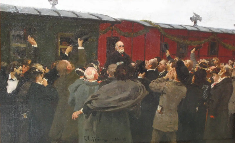 Ankomst av Nikolaï Ivanovitch Pirogov til Moskva i anledning av 50-årsjubileet for hans vitenskapelige aktiviteter. - Ilya Repin