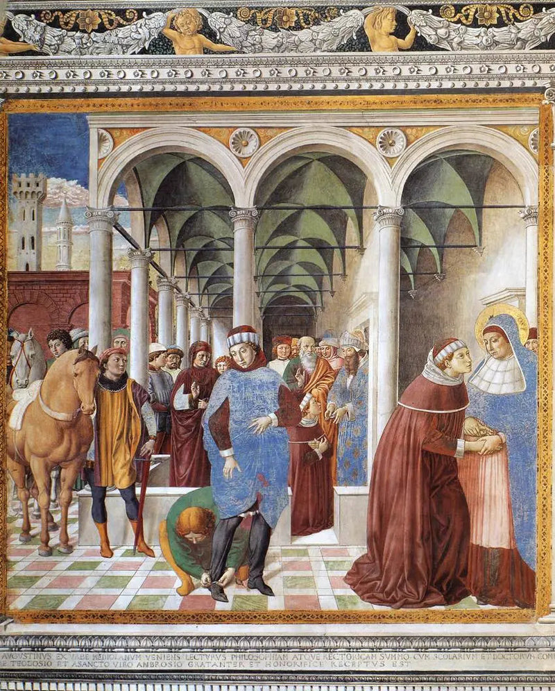 Ankomst av Saint Augustin til Milano (scene 8, nordvegg) - Benozzo Gozzoli