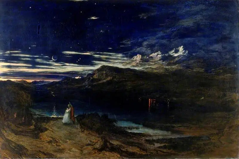 Arthur et Aegle dans la Vallée Heureuse - John Martin image 1 copie peinte à la main à l’huile