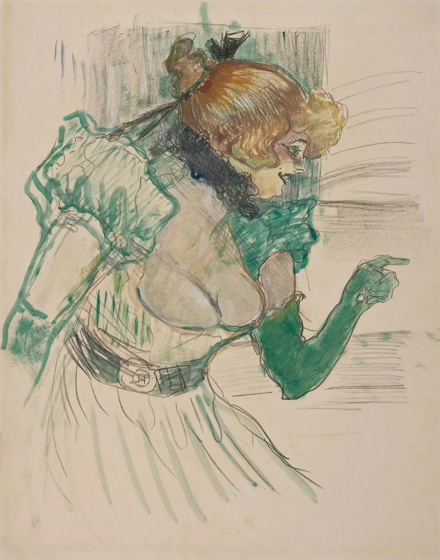 Kunstner med grønne hansker - sangeren Dolly fra Café Star i Le Havre - Henri de Toulouse-Lautrec