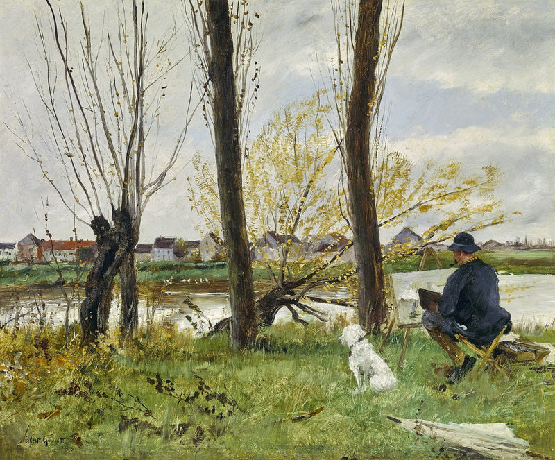 Kunstner som tegner langs bredden av Oise - Norbert Gœneutte