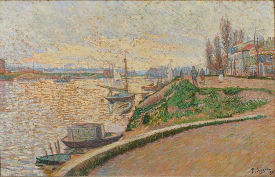 Asnières, elvebredden av Seine - Paul Signac
