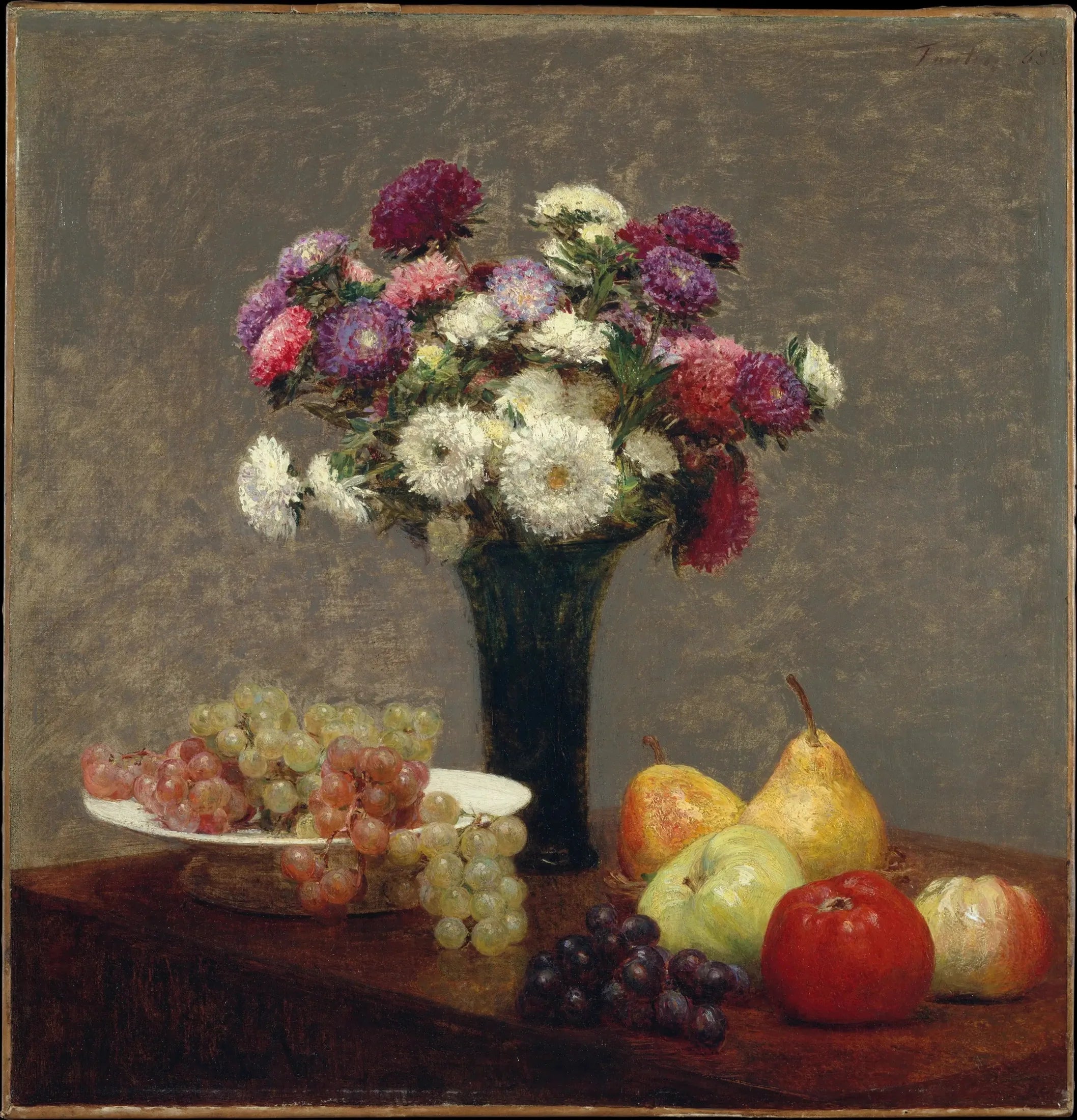 Asters et Fruits sur une table - Henri Fantin-Latour image 1 reproduction artisanale de tableau