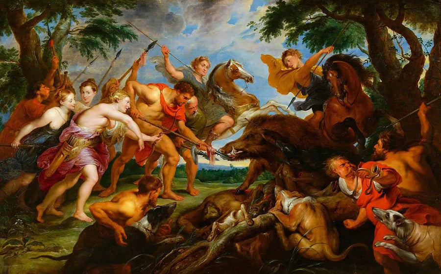 Atalante og Méléagre på jakt etter Calydons villsvin - Peter Paul Rubens