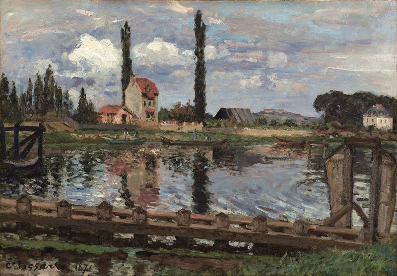 Ved bredden av Seinen i Port Marly - Camille Pissarro