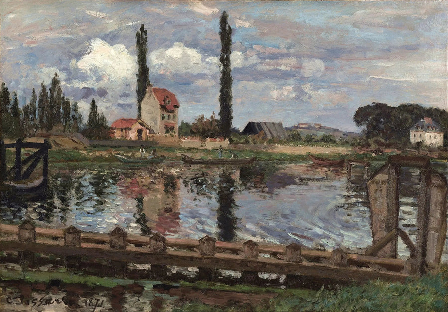 Ved bredden av Seinen i Port Marly - Camille Pissarro