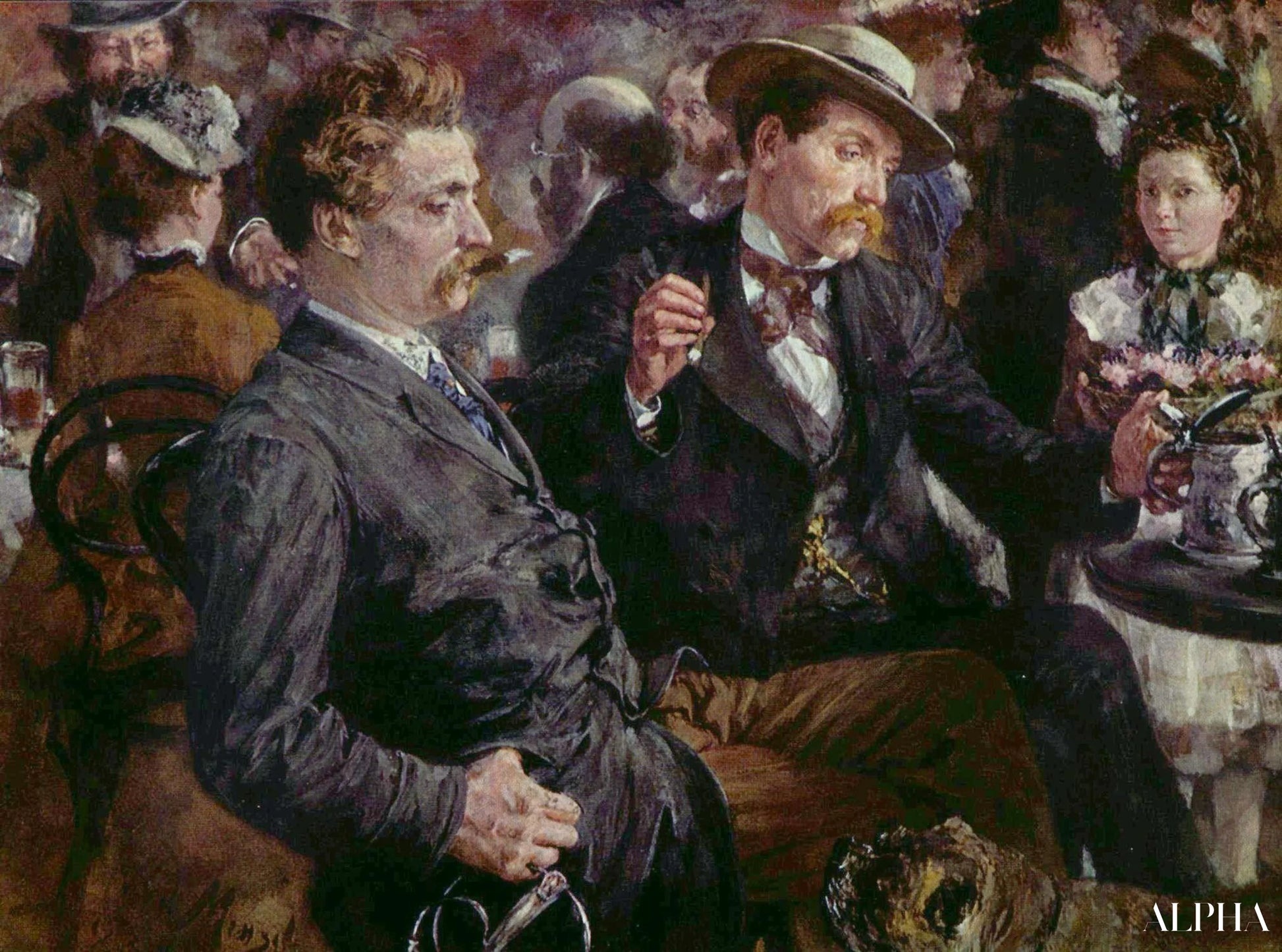 Reproduction du tableau « Au jardin de la bière - Adolph von Menzel » par Alpha Reproduction en peinture à l’huile