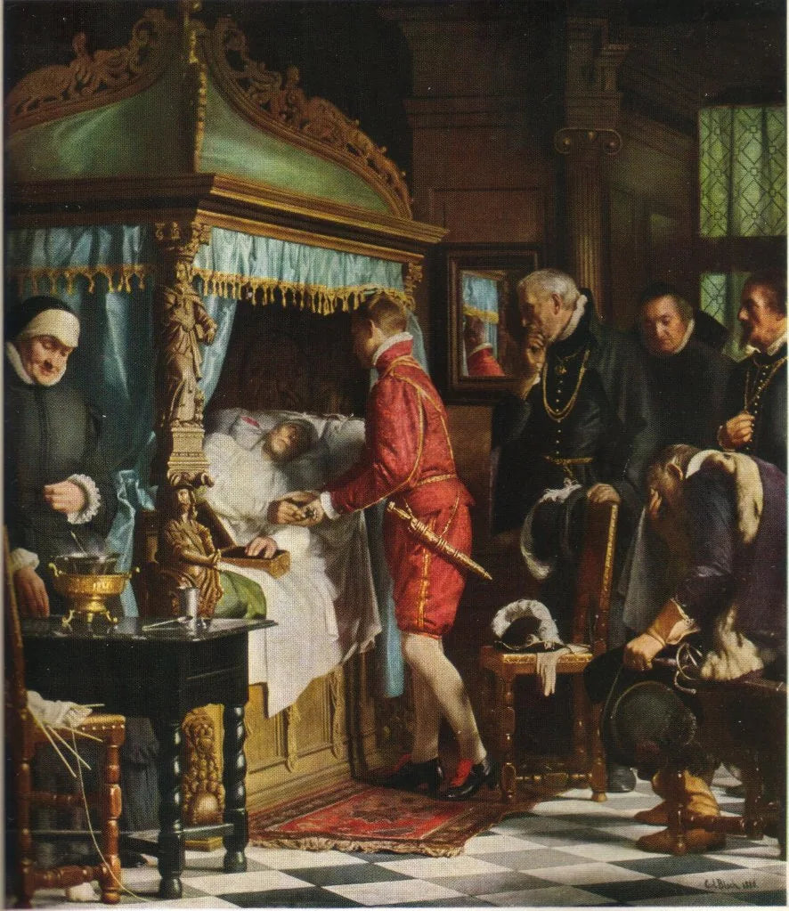 På Niels Kaas' dødsleie. - Carl Heinrich Bloch