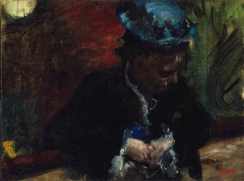 På teateret: kvinne sittende på balkongen - Edgar Degas