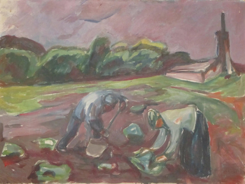 På arbeid nær drivhuset - Edvard Munch