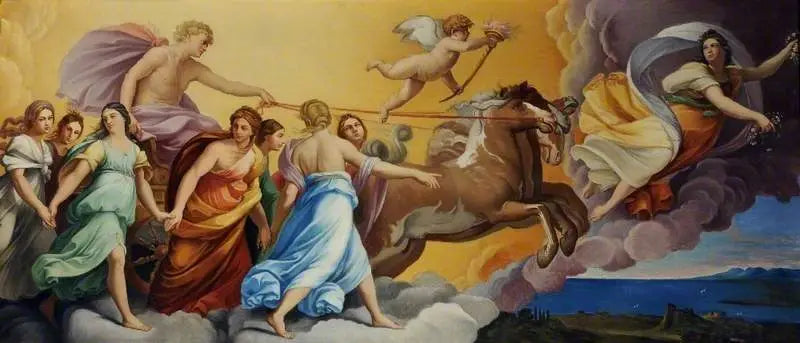 Aurore og solvognen drevet av Apollon - Guido Reni