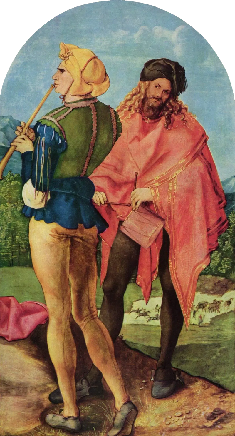 Jabach-alter: sekkepipe-spiller og trommeslager - Albrecht Dürer