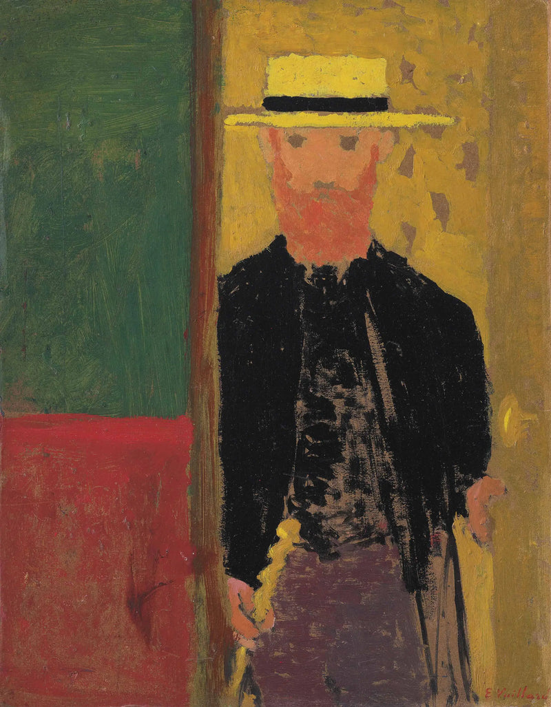 Selvportrett med stokk og hatt - Édouard Vuillard