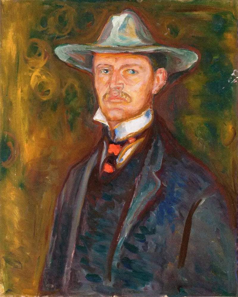 Selvportrett med bredbremmet hatt - Edvard Munch