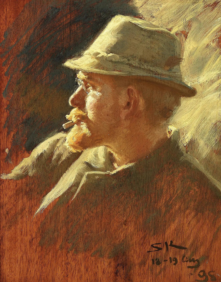 Selvbilde med lett filthatt. - Peder Severin Krøyer