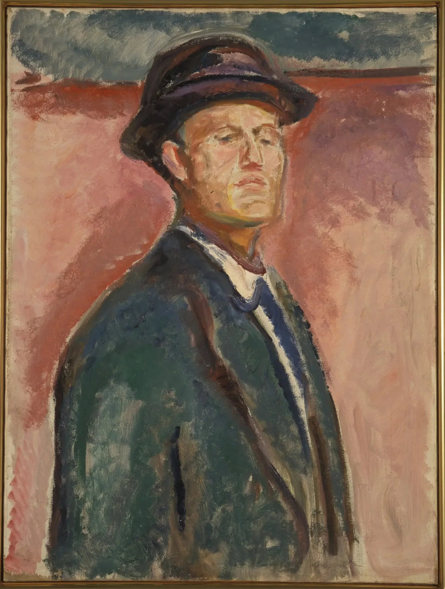 Selvportrett med hatt - Edvard Munch