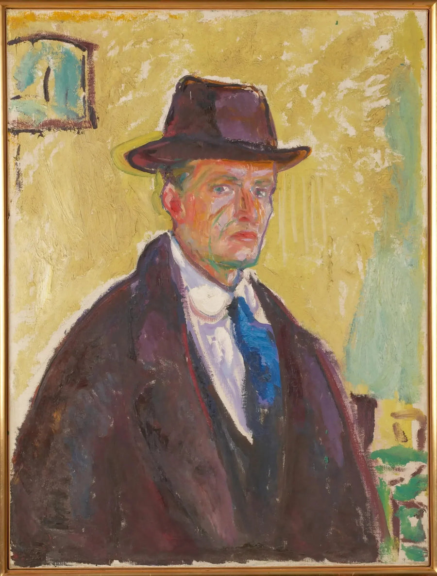 Selvportrett med hatt og frakk - Edvard Munch