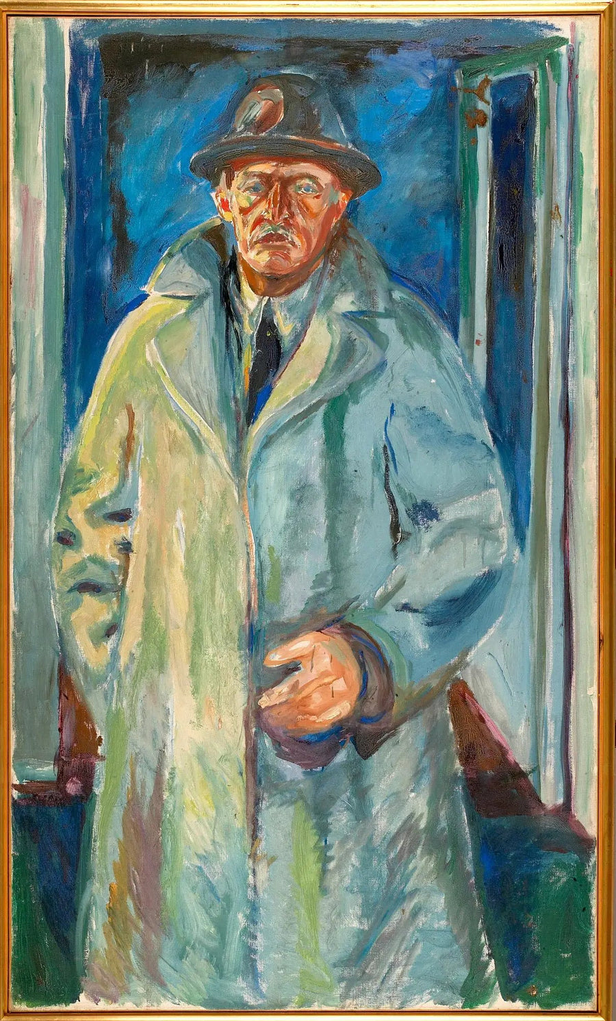 Selvportrett med hatt og frakk - Edvard Munch