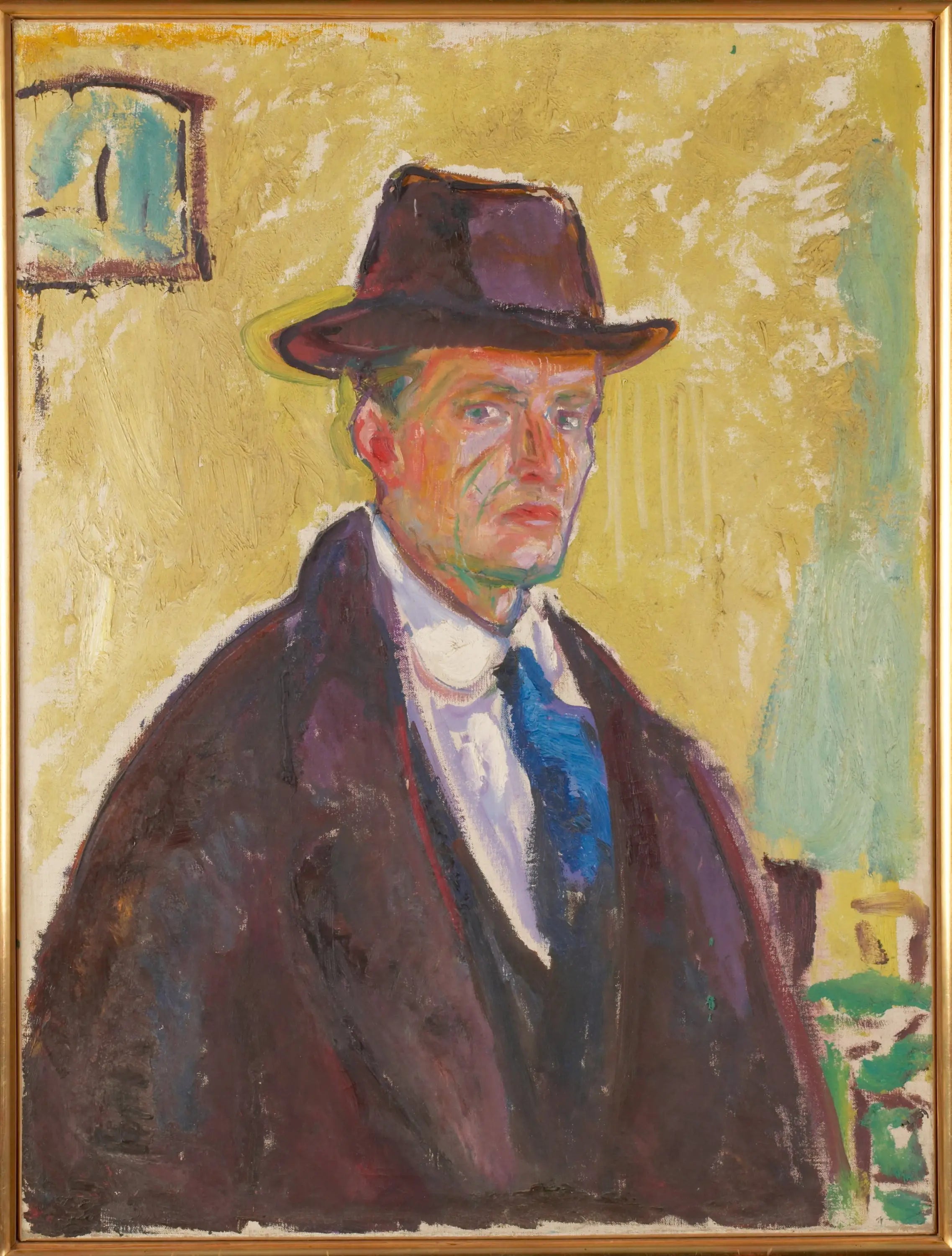 Reproduction du tableau « Autoportrait au chapeau et au manteau - Edvard Munch » par Alpha Reproduction en peinture à l’huile