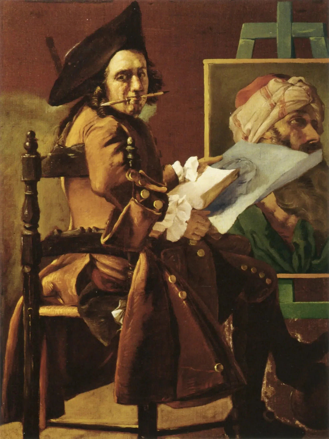 Selvportrett på staffeli - Pierre Subleyras