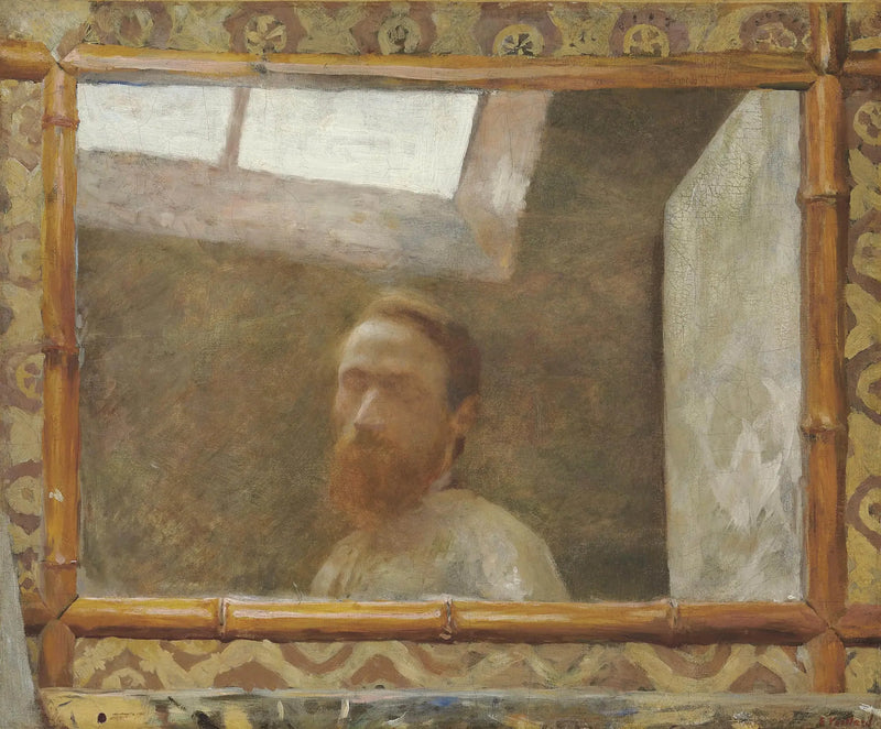Selvportrett med bambus-speil - Édouard Vuillard