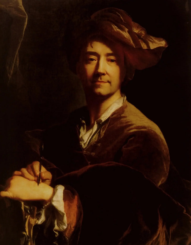 Selvportrett med blyantspiss - Hyacinthe Rigaud