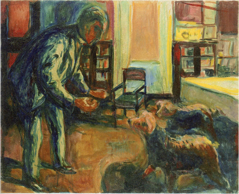 Selvportrett med hunder - Edvard Munch