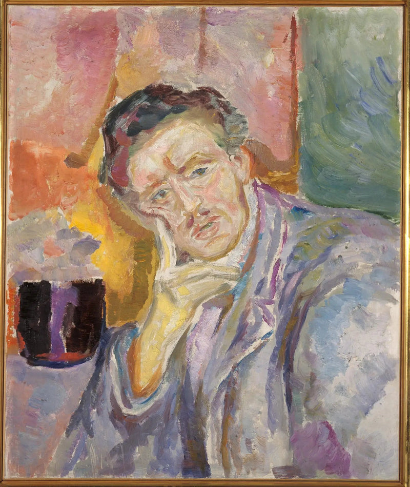 Selvportrett med hendene under kinnene - Edvard Munch