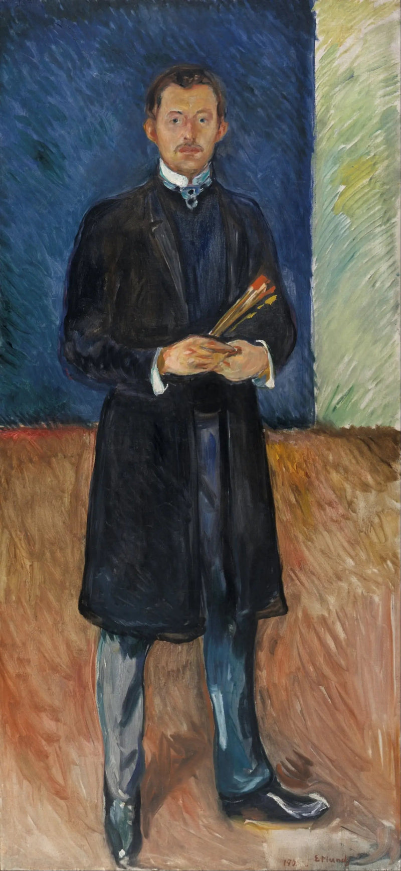 Selvportrett med pensler - Edvard Munch