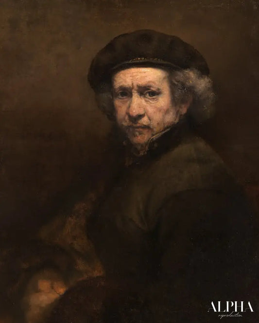 Autoportrait avec béret et col droit - Rembrandt van Rijn - Reproductions de tableaux et peintures haut de gamme