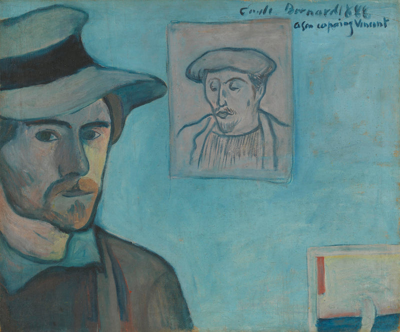 Selvportrett med Gauguins portrett - Émile Bernard