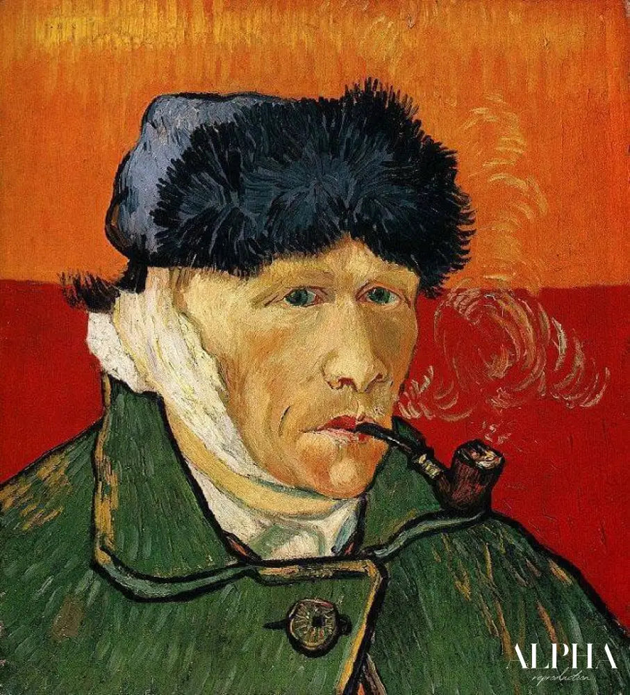 Autoportrait avec oreille bandée et pipe - Van Gogh - Reproductions de tableaux et peintures haut de gamme