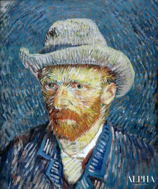 Autoportrait avec un chapeau de feutre gris - Van Gogh - Reproductions de tableaux et peintures haut de gamme