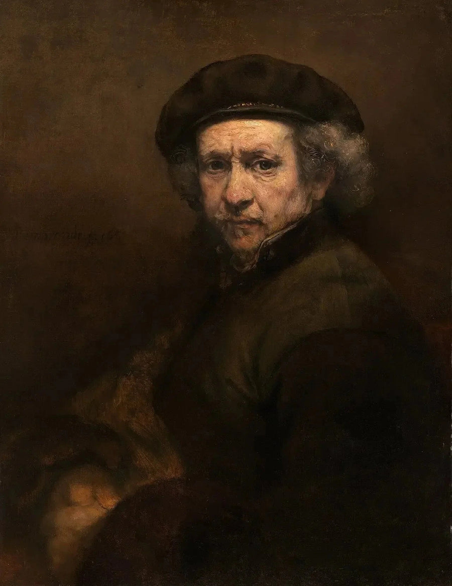 Selvportrett med beret og rett krage - Rembrandt