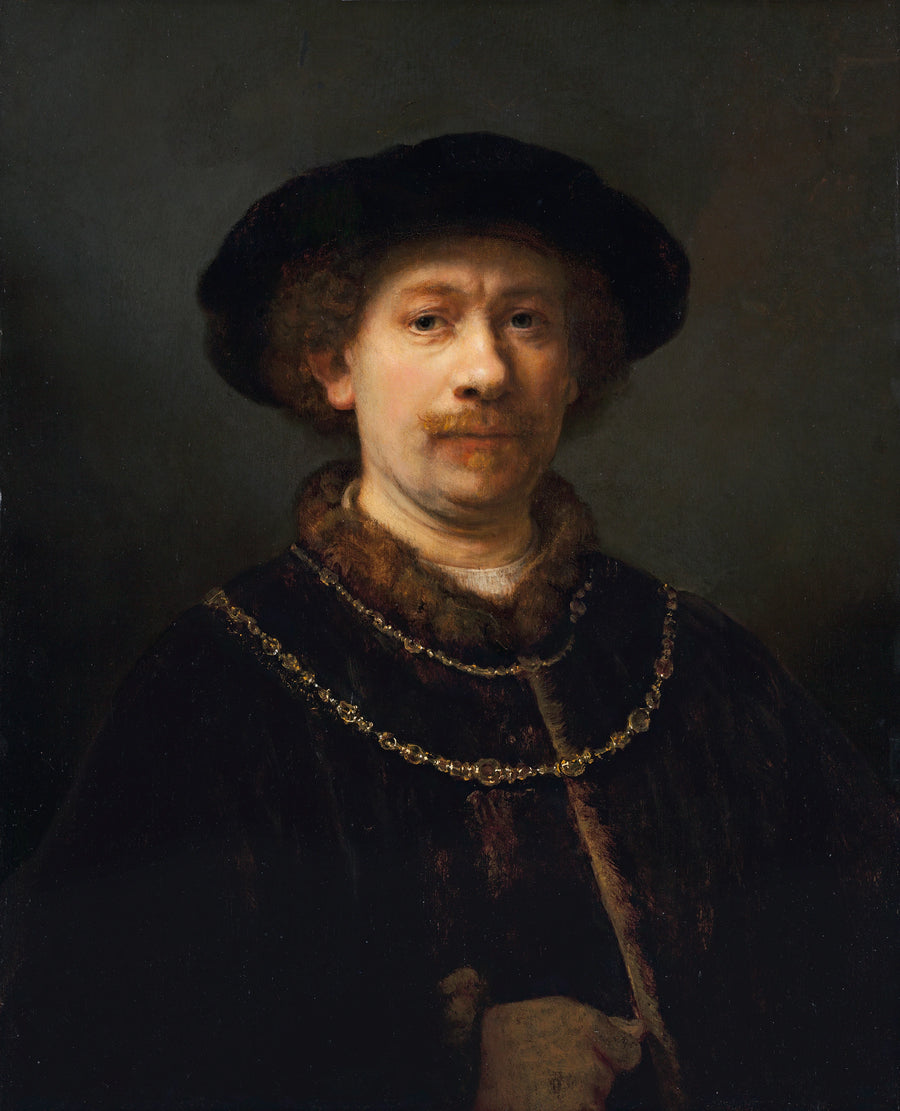 Selvportrett med hatt og to kjeder - Rembrandt