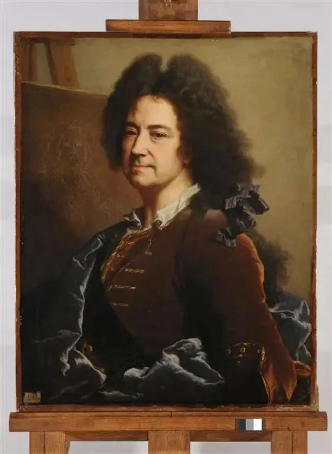 Selvportrett foran skissen av portrettet av Maria Serra - Hyacinthe Rigaud