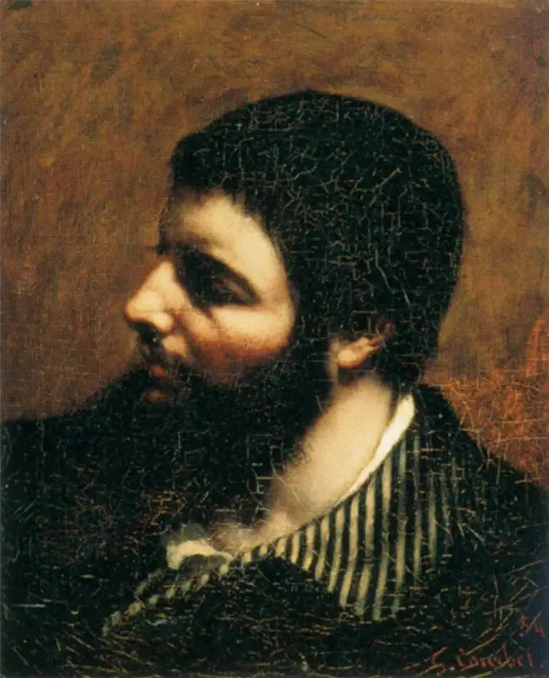 Selvportrett kalt med stripet krage - Gustave Courbet