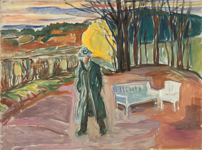 Selvportrett nær pergolaen - Edvard Munch