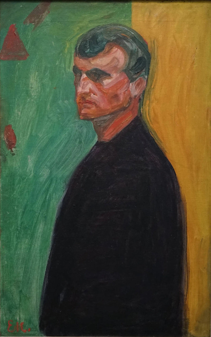 Selvportrett på to-farget bakgrunn - Edvard Munch
