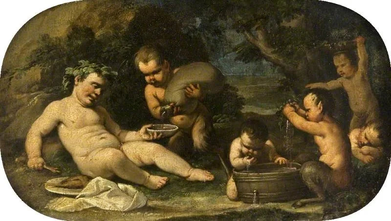 Bacchus og nymfene som ammer - Luca Giordano