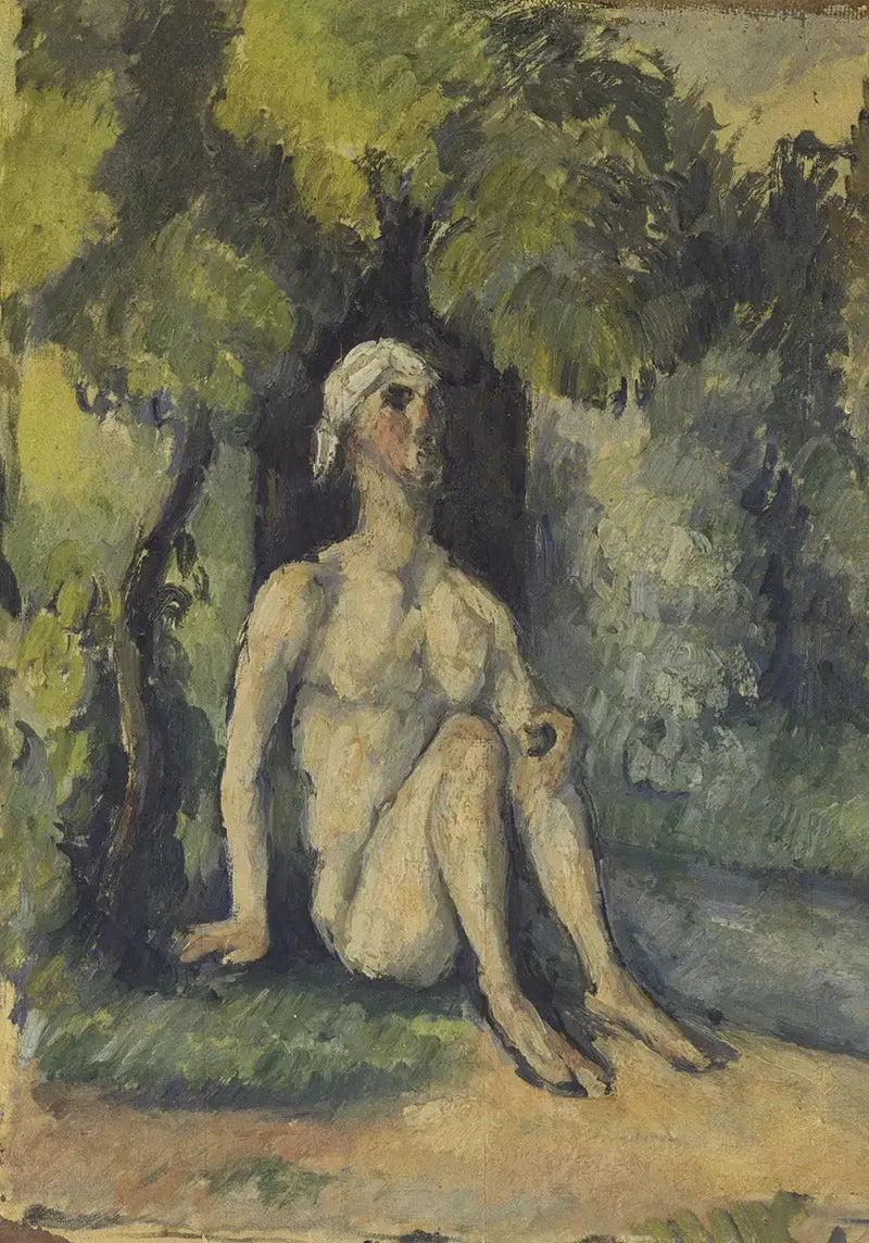 Badende som sitter ved vannkanten - Paul Cézanne
