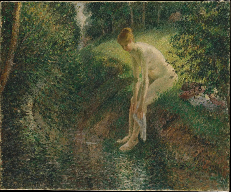 Badende i skogen - Camille Pissarro