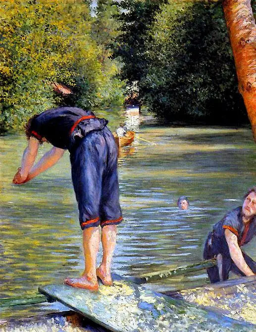Badende som forbereder seg på å dykke - Gustave Caillebotte