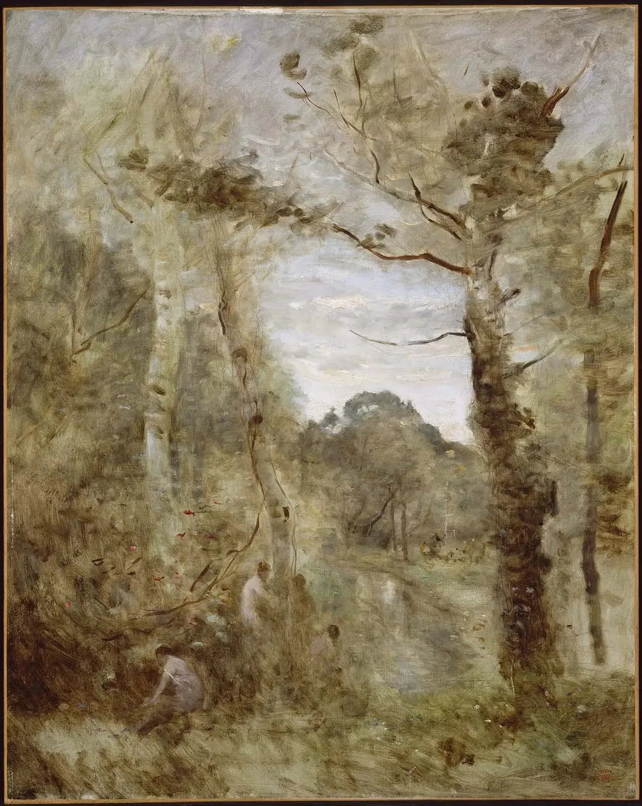 Badende i en lysning - Jean-Baptiste Camille Corot