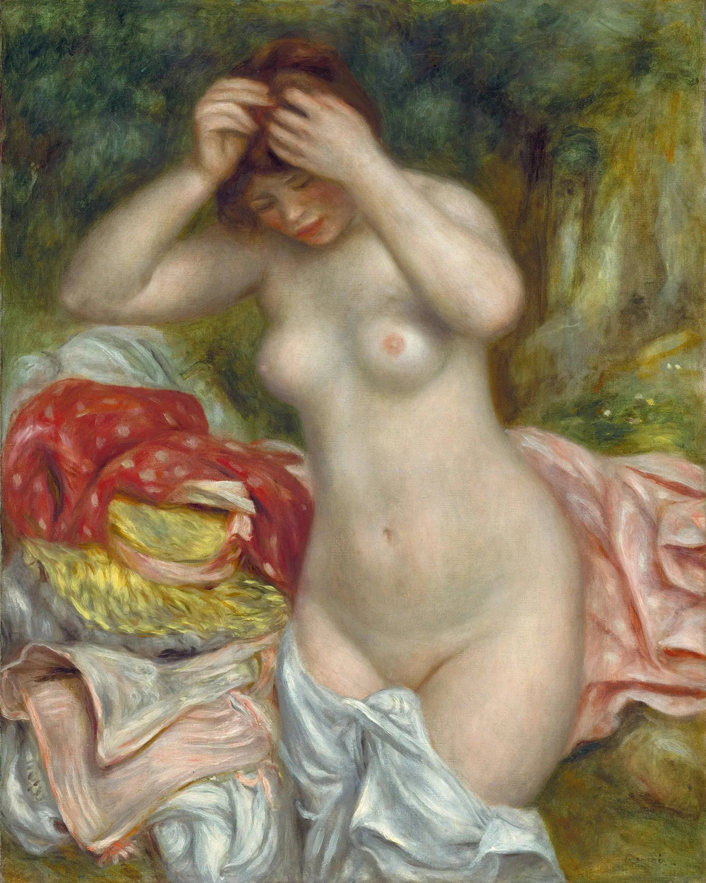 Baigneuse arrangeant ses cheveux - Pierre-Auguste Renoir image 1 tableau peint à l’huile sur toile