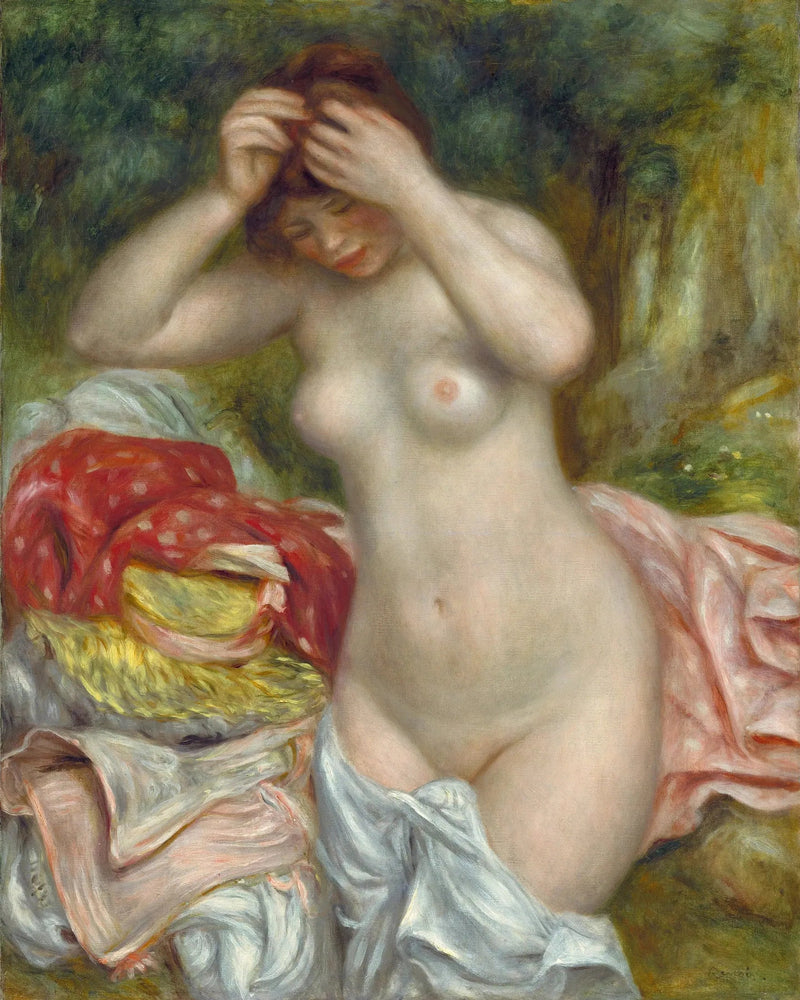 Badende kvinne som ordner håret sitt - Pierre-Auguste Renoir
