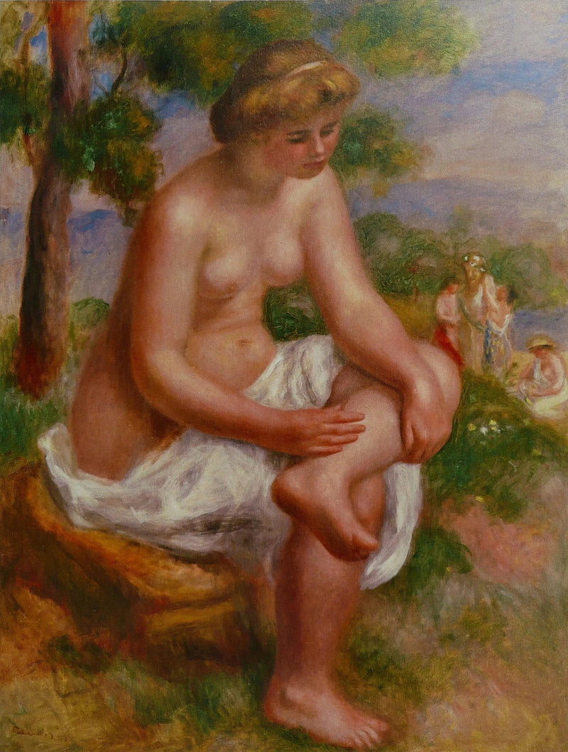 Sittende badende i et landskap, kalt Eurydice - Pierre-Auguste Renoir