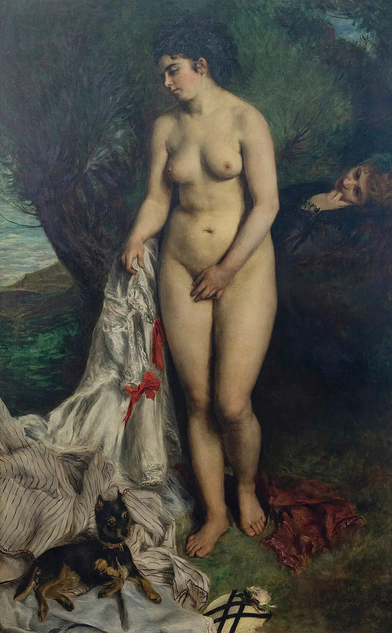 Badende med en griffon eller Lise ved bredden av Seinen - Pierre-Auguste Renoir